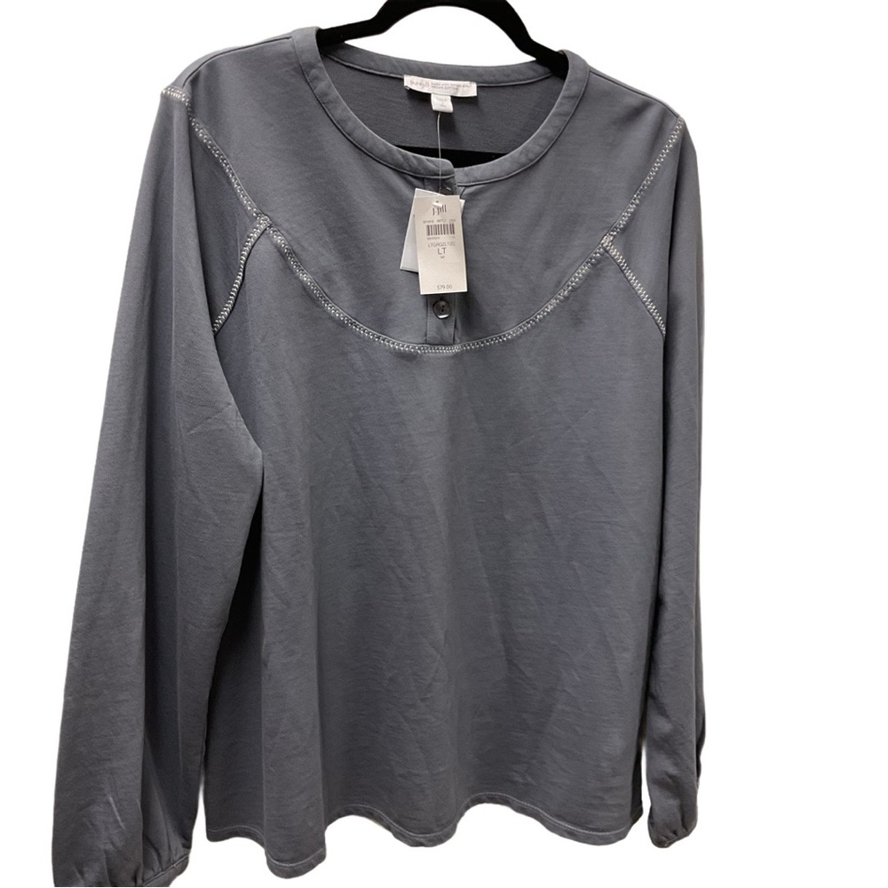 J. Jill Long Sleeve Gray Shirt made of organic cotton.
